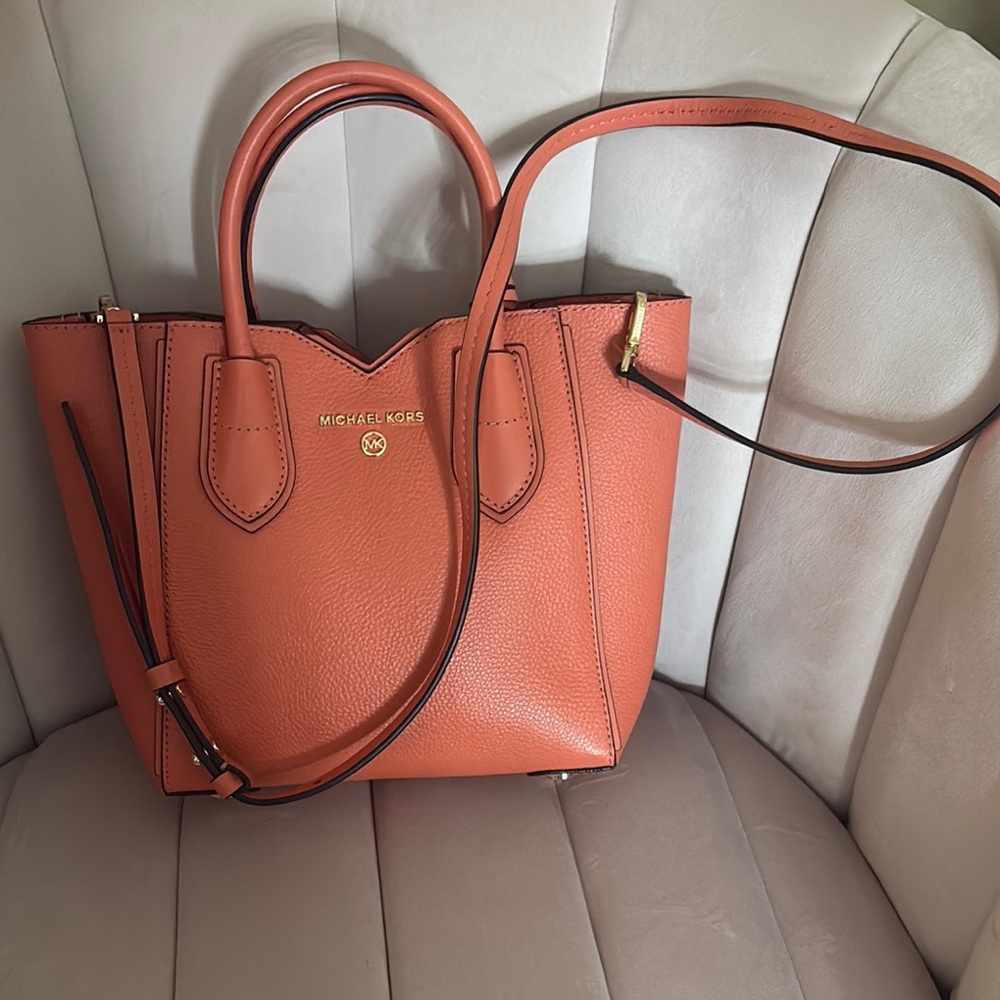 Michael Kors Orange Structured Leather Tote